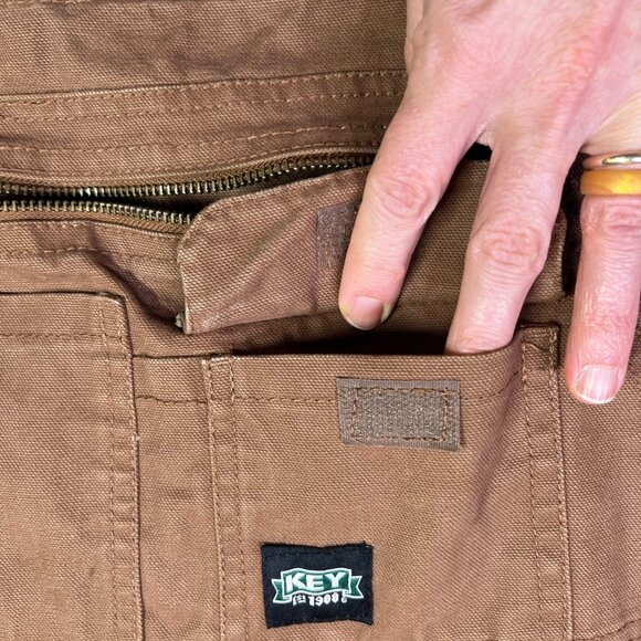 Key Size 40 Brown Cotton Overalls Carpenter *30.5" Inseam - Picture 11 of 16